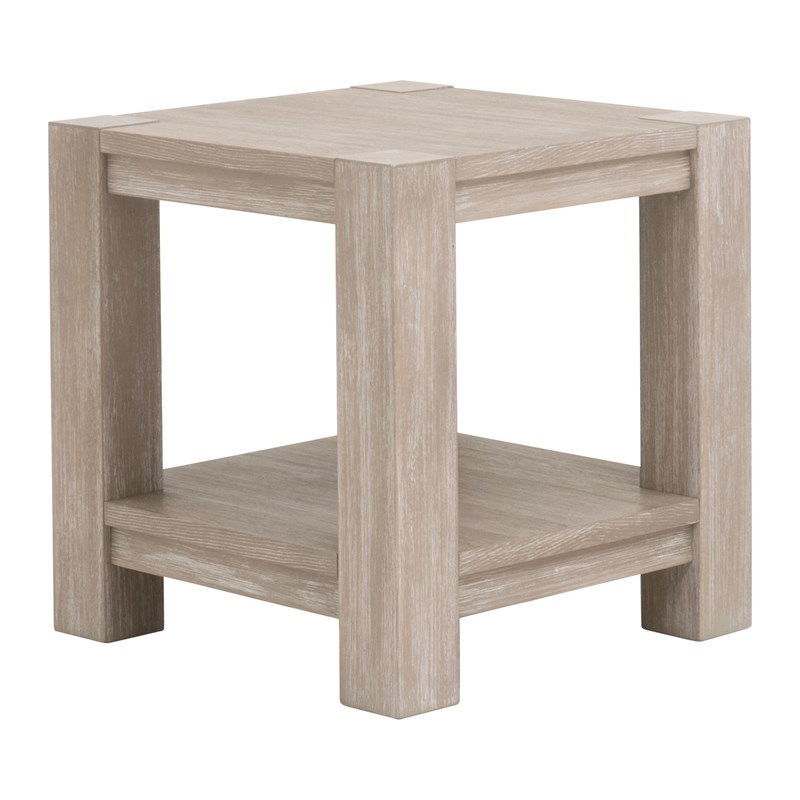 Maklaine Modern Transitional End Table in Natural Gray Acacia Wood