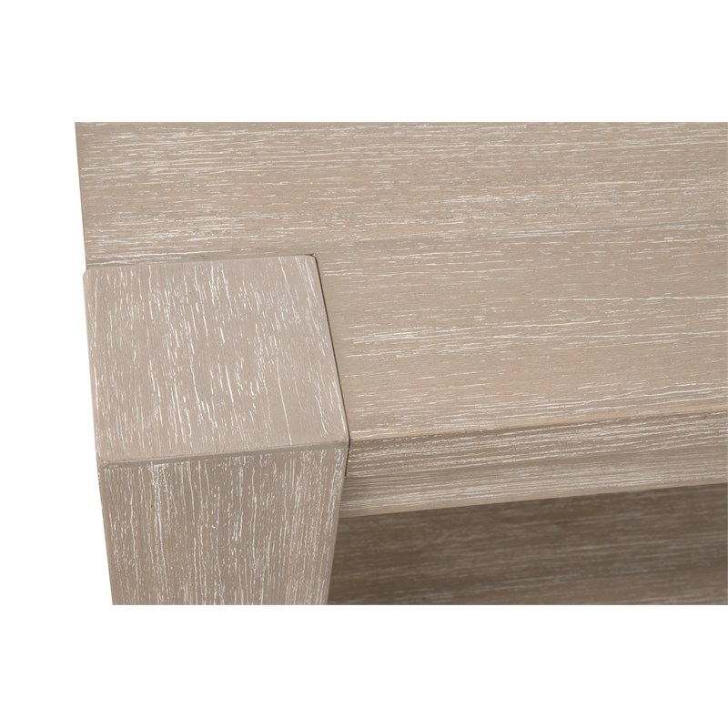 Maklaine Modern Transitional End Table in Natural Gray Acacia Wood