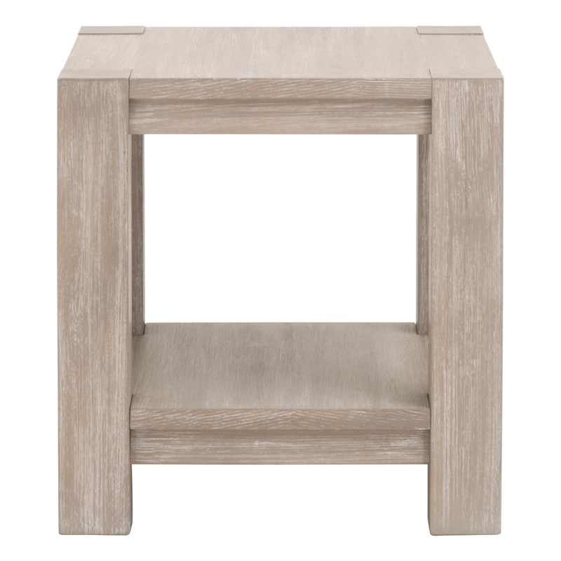 Maklaine Modern Transitional End Table in Natural Gray Acacia Wood