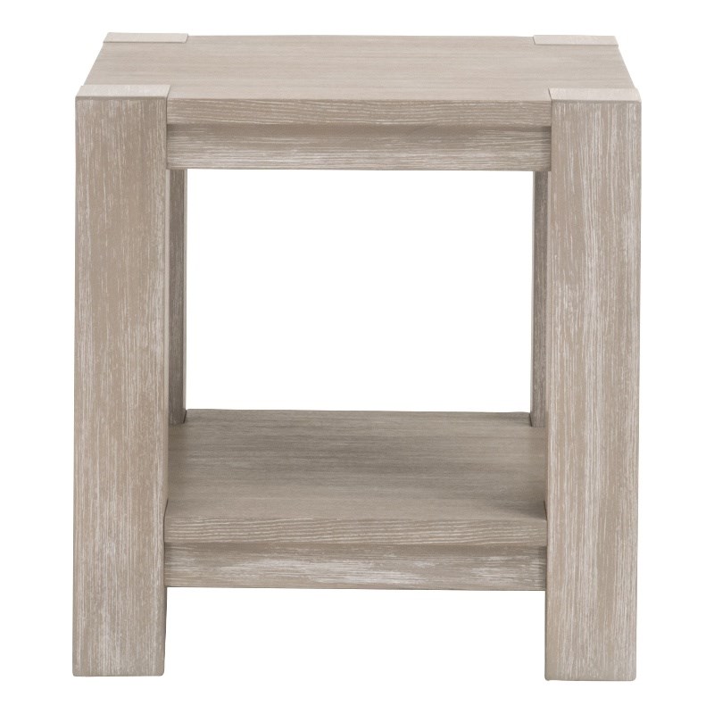 Maklaine Modern Transitional End Table in Natural Gray Acacia Wood