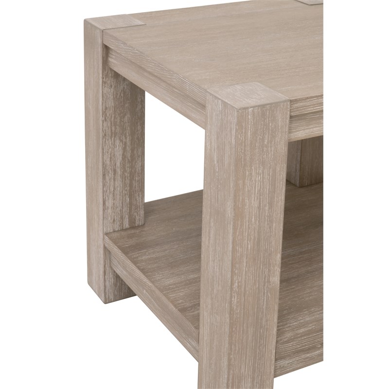 Maklaine Modern Transitional End Table in Natural Gray Acacia Wood