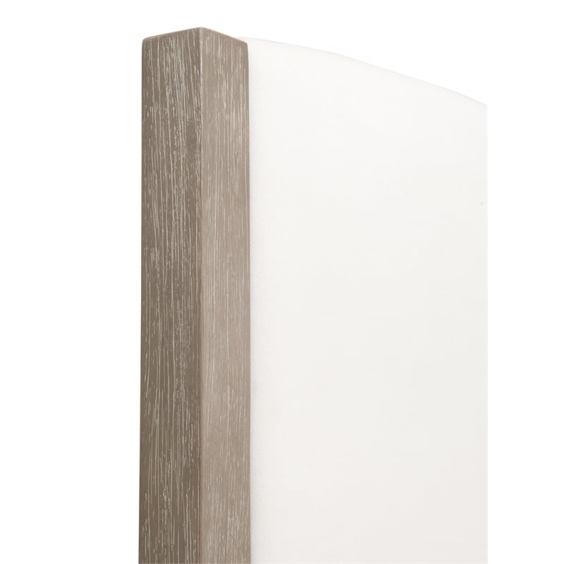 Maklaine Transitional King Bed in Peyton-Pearl Fabric and Natural Gray