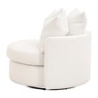 Maklaine Transitional Swivel Sofa Chair in Boucle-Snow White Fabric
