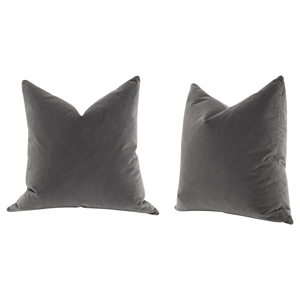 Maklaine Transitional 26&quot Euro Pillow in Dark Dove Gray Velvet (Set of 2)