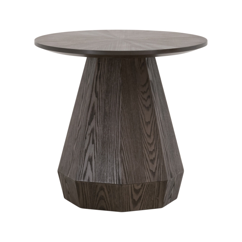 Maklaine Modern Transitional End Table in Burnished Brown Ash Wood