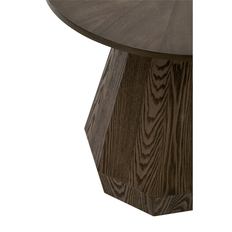 Maklaine Modern Transitional End Table in Burnished Brown Ash Wood