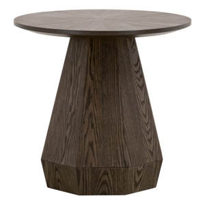 Maklaine Modern Transitional End Table in Burnished Brown Ash Wood