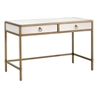 Maklaine Transitional Desk in Pearl Shagreen Resin and Brushed Gold