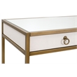 Maklaine Transitional Desk in Pearl Shagreen Resin and Brushed Gold
