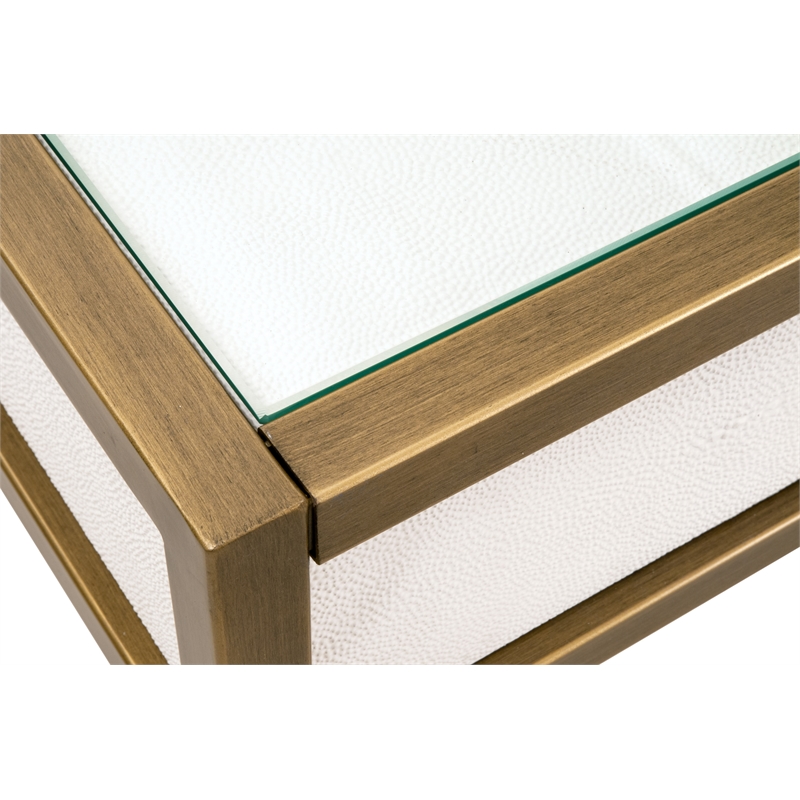 Maklaine Transitional Desk in Pearl Shagreen Resin and Brushed Gold