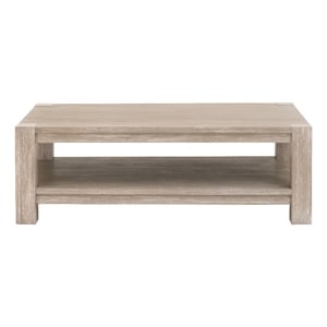 Maklaine Transitional Coffee Table in Natural Gray Solid Acacia Wood