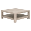Maklaine Transitional Square Coffee Table in Natural Gray Acacia Wood