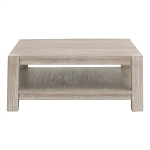 Maklaine Transitional Square Coffee Table in Natural Gray Acacia Wood