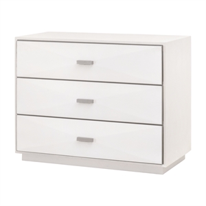 Maklaine 3-Drawer Nightstand in Pearl Shagreen Resin and Stainless Steel