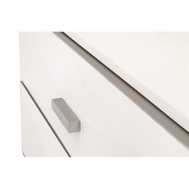 Maklaine 3-Drawer Nightstand in Pearl Shagreen Resin and Stainless Steel