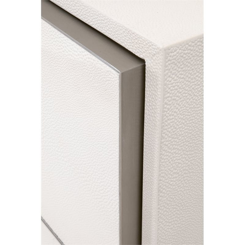 Maklaine 3-Drawer Nightstand in Pearl Shagreen Resin and Stainless Steel