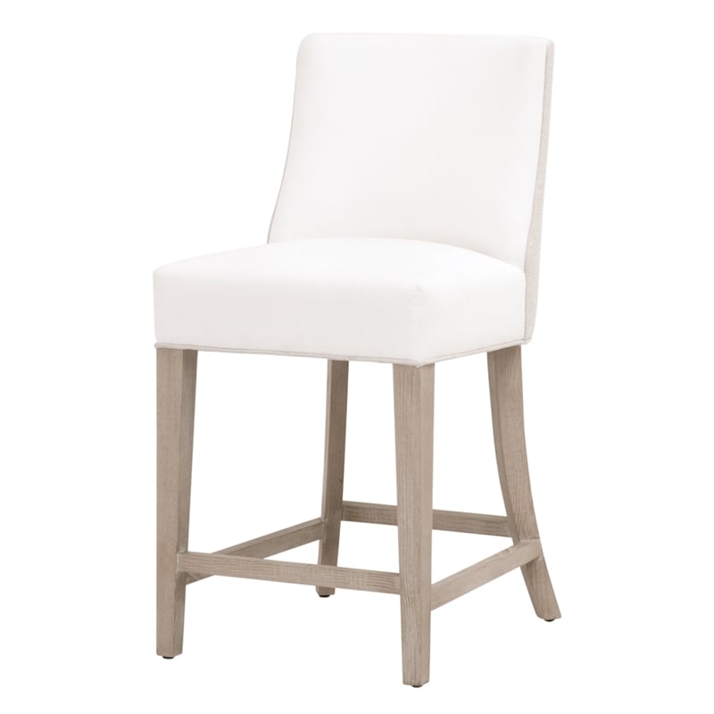 Maklaine Counter Stool in Peyton-Pearl and Bisque French Linen Fabric