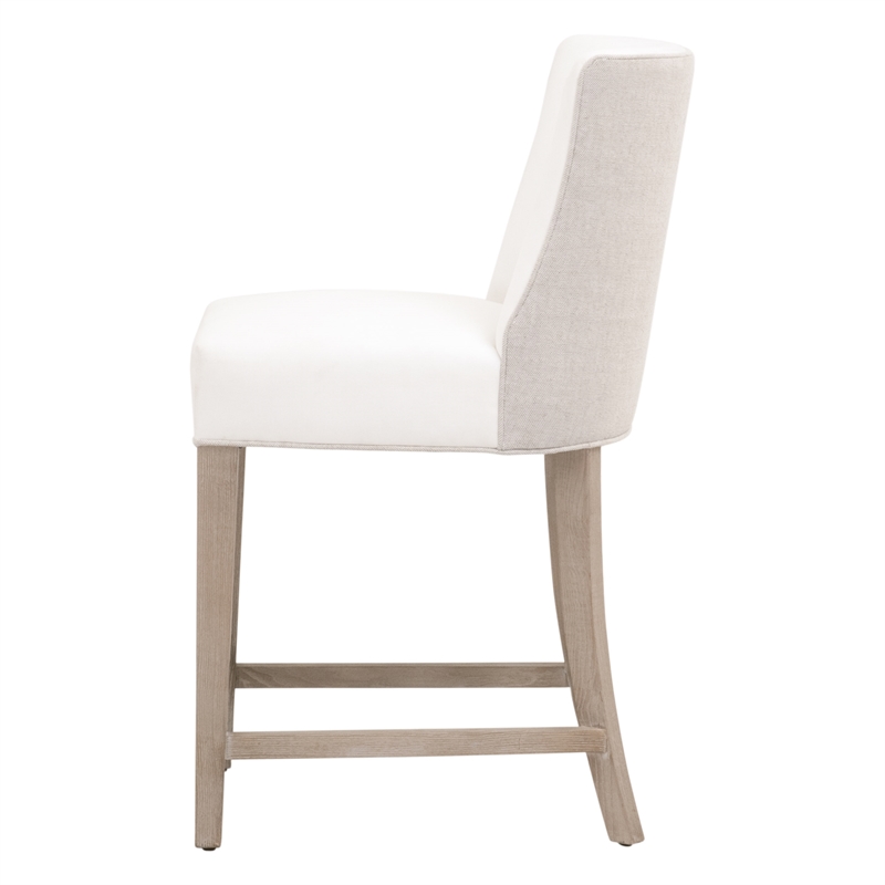 Maklaine Counter Stool in Peyton-Pearl and Bisque French Linen Fabric