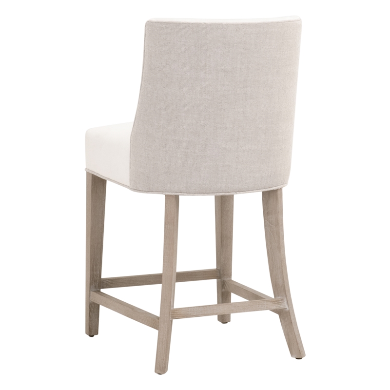 Maklaine Counter Stool in Peyton-Pearl and Bisque French Linen Fabric
