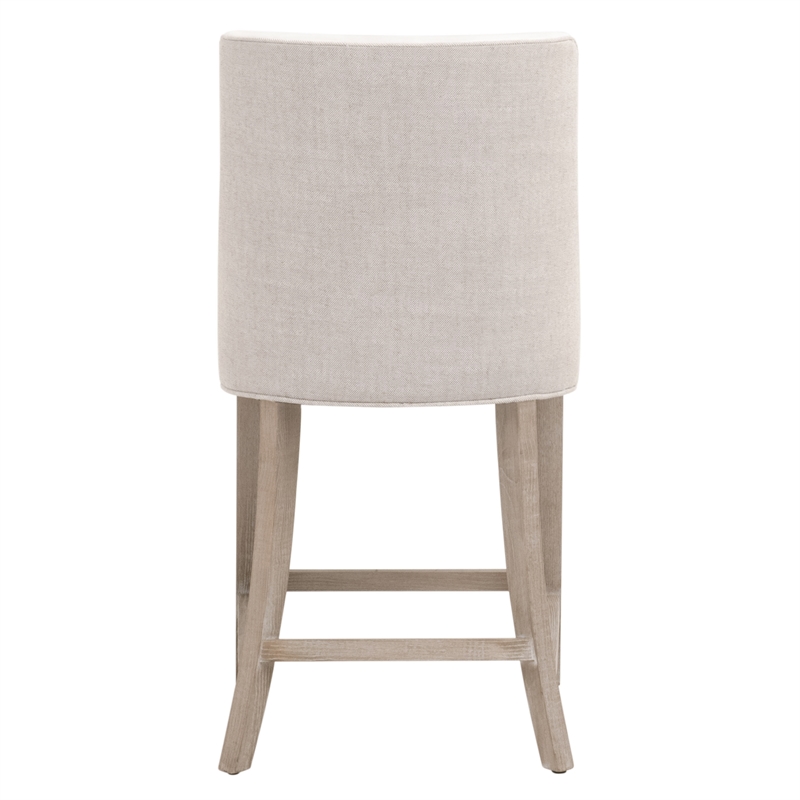 Maklaine Counter Stool in Peyton-Pearl and Bisque French Linen Fabric