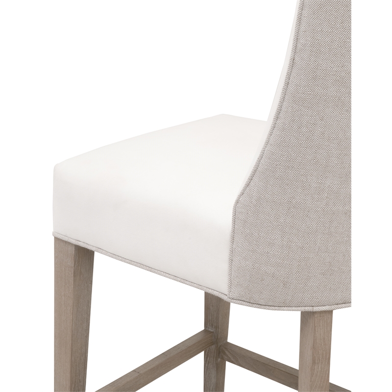 Maklaine Counter Stool in Peyton-Pearl and Bisque French Linen Fabric