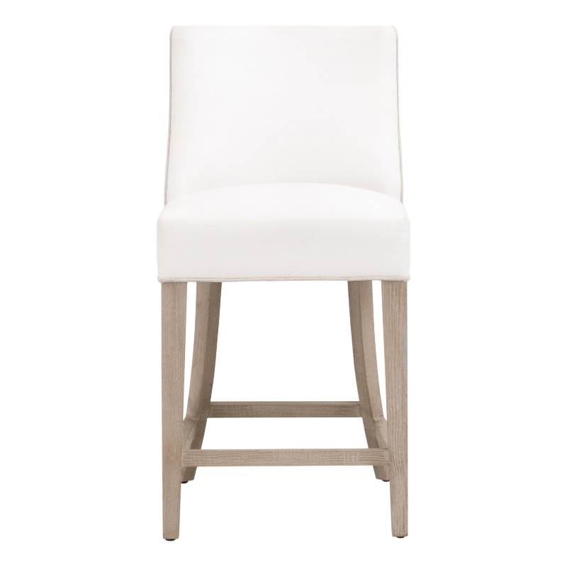 Maklaine Counter Stool in Peyton-Pearl and Bisque French Linen Fabric