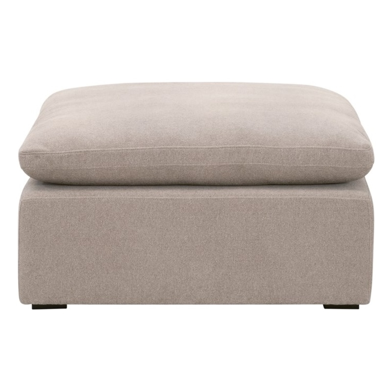 Maklaine Modular Ottoman in Performance Taupe Micro Boucle Fabric & Espresso