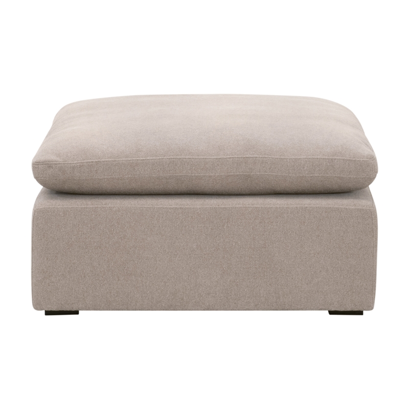 Maklaine Modular Ottoman in Performance Taupe Micro Boucle Fabric & Espresso