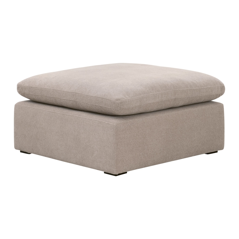 Maklaine Modular Ottoman in Performance Taupe Micro Boucle Fabric & Espresso