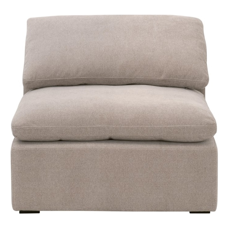 Maklaine Modular Armless Chair in Taupe Micro Boucle Fabric & Espresso