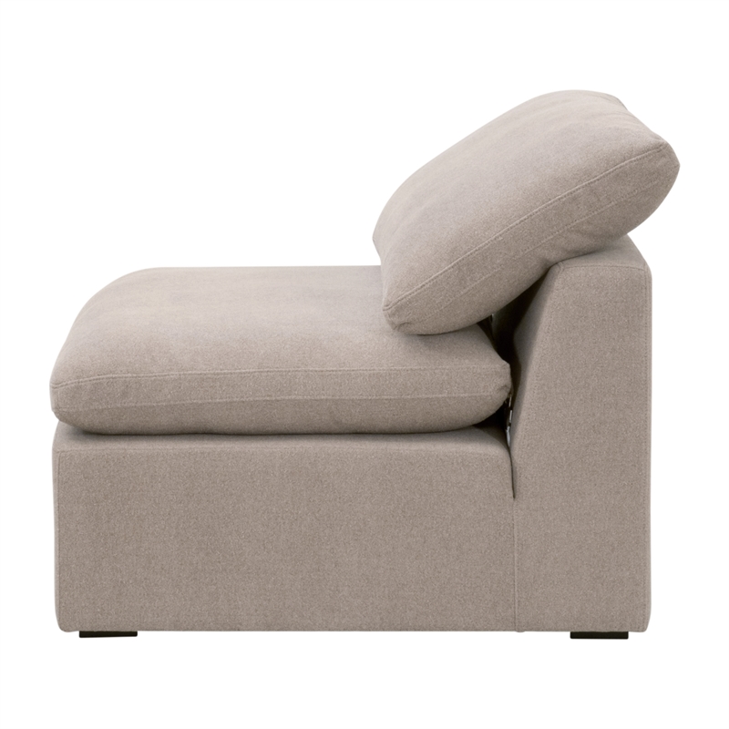 Maklaine Modular Armless Chair in Taupe Micro Boucle Fabric & Espresso