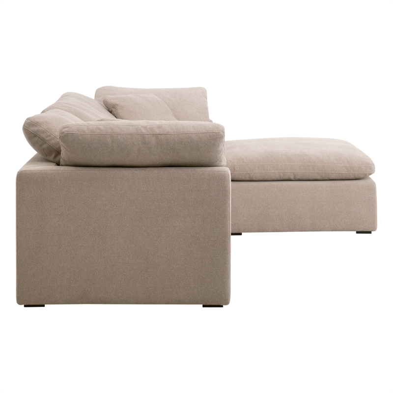 Maklaine Modular Corner Chair - Performance Taupe Micro Boucle Fabric & Espresso