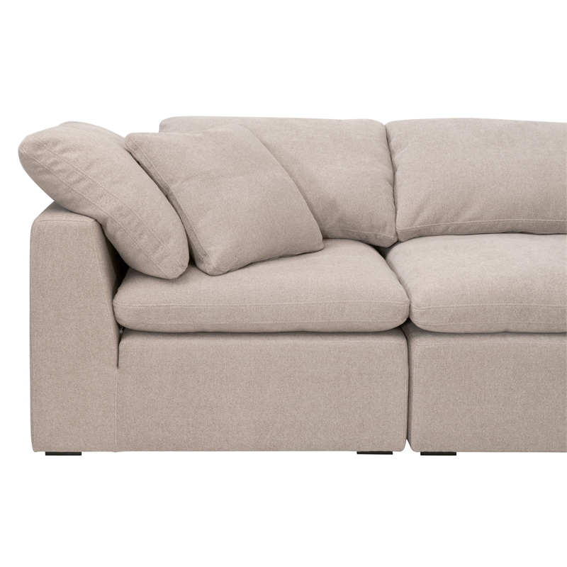 Maklaine Modular Corner Chair - Performance Taupe Micro Boucle Fabric & Espresso