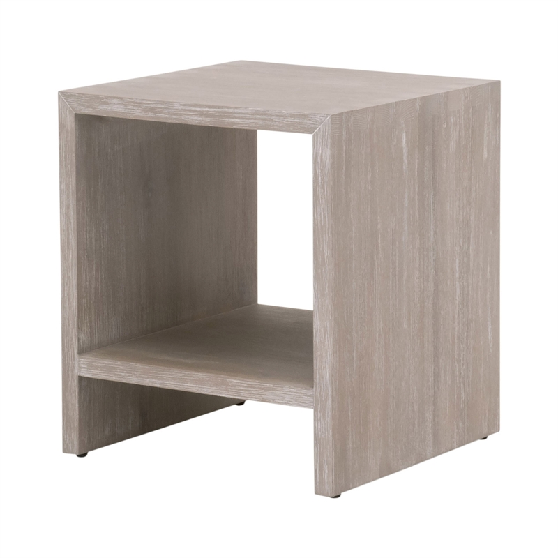 Maklaine Transitional Dovetail End Table in Natural Gray Wood