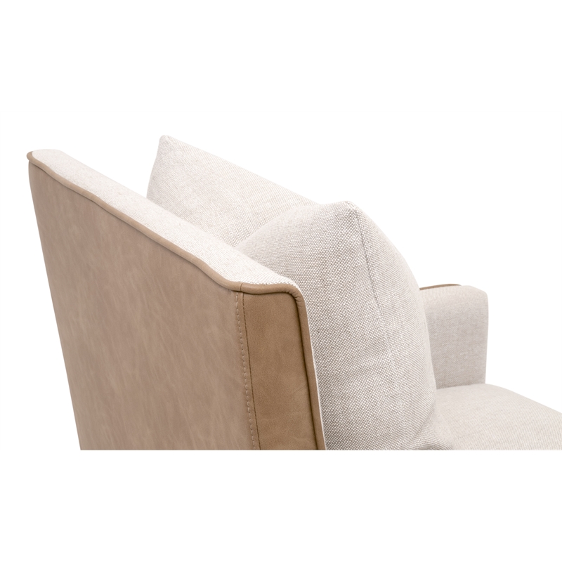 Maklaine Transitional Arm Chair With Casters in Beige & Brown Fabric