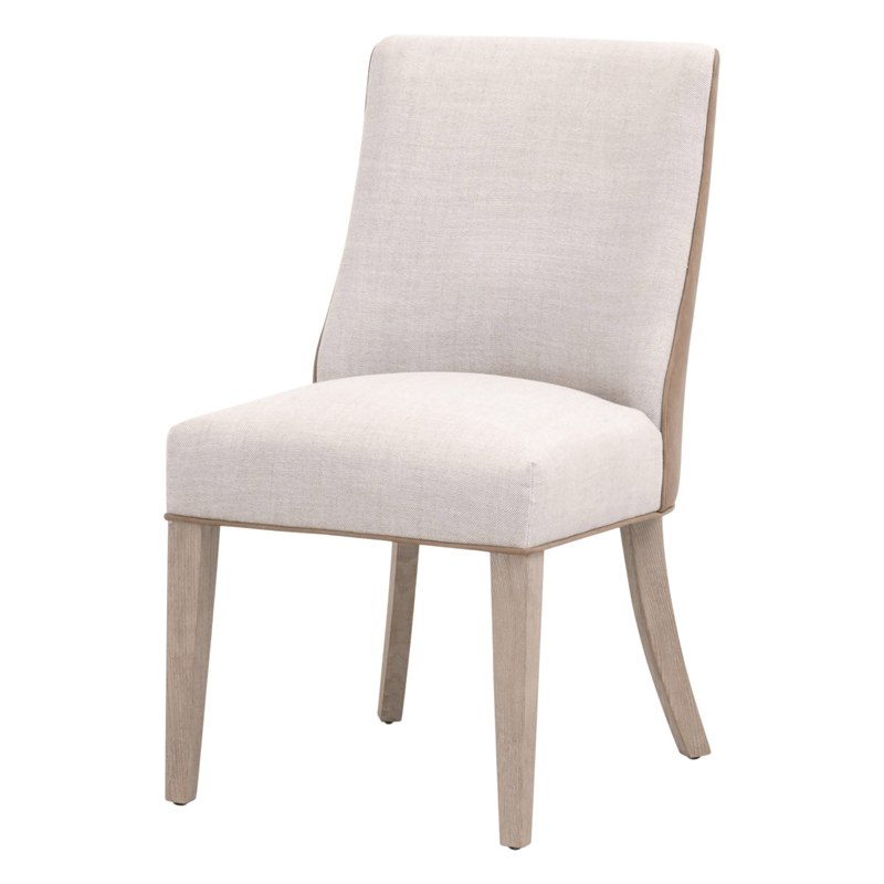 Maklaine Transitional Dining Chair in Beige/Brown Fabric (Set of 2)