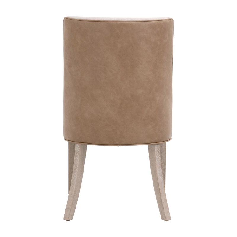 Maklaine Transitional Dining Chair in Beige/Brown Fabric (Set of 2)