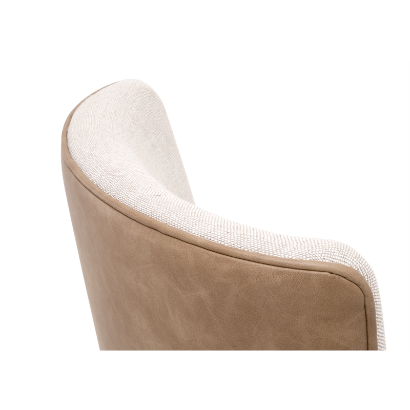 Maklaine Transitional Dining Chair in Beige/Brown Fabric (Set of 2)