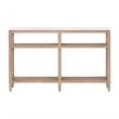 Maklaine Narrow Console Table in Natural Beige Solid Wood & White Quartz