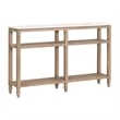 Maklaine Narrow Console Table in Natural Beige Solid Wood & White Quartz