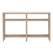 Maklaine Narrow Console Table in Natural Beige Solid Wood & White Quartz