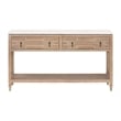 Maklaine 2-Drawer Entry Console in Natural Beige Solid Wood & White Quartz