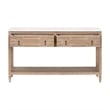 Maklaine 2-Drawer Entry Console in Natural Beige Solid Wood & White Quartz