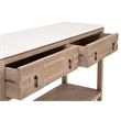 Maklaine 2-Drawer Entry Console in Natural Beige Solid Wood & White Quartz