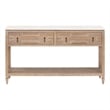 Maklaine 2-Drawer Entry Console in Natural Beige Solid Wood & White Quartz