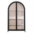 Maklaine Transitional Display Cabinet in Black Solid Wood & Natural Oak