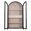 Maklaine Transitional Display Cabinet in Black Solid Wood & Natural Oak