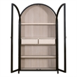 Maklaine Transitional Display Cabinet in Black Solid Wood & Natural Oak