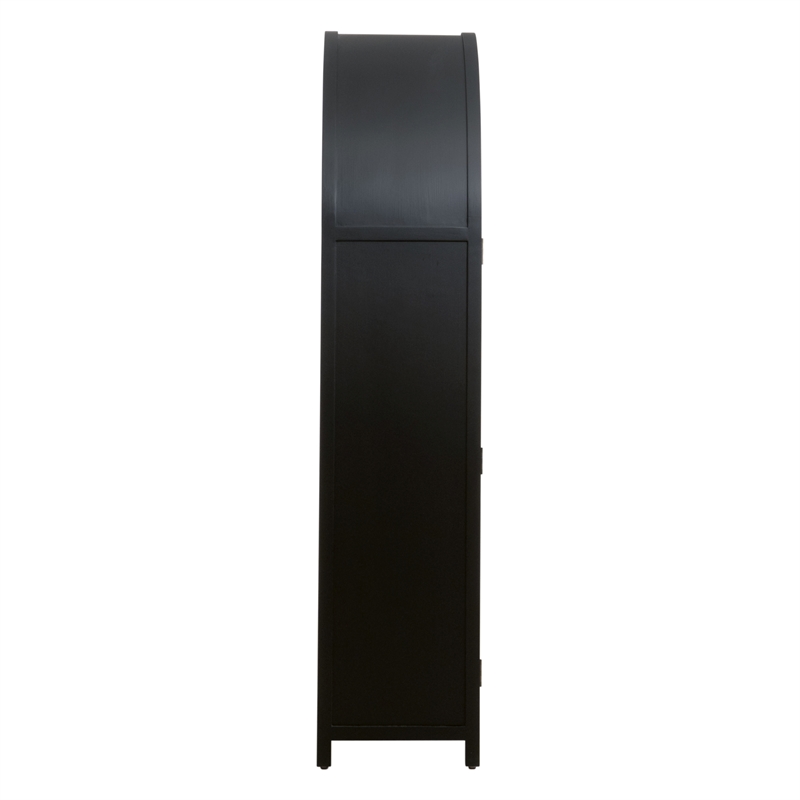 Maklaine Transitional Display Cabinet in Black Solid Wood & Natural Oak