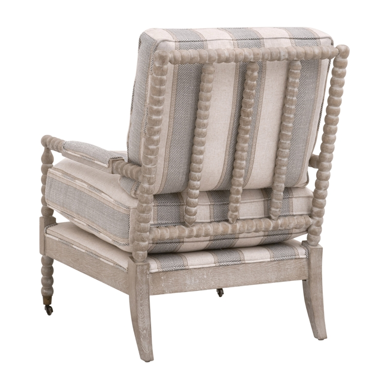 Maklaine Transitional Club Chair in Beige/Gray Fabric & Natural Gray Wood